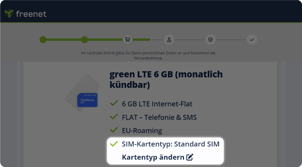 Freenet SIM selection