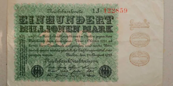 One hundred million German Marks bill from 1923