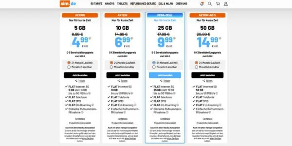 overview-sim-de-plans sim.de plans are very affordable and offers change every week
